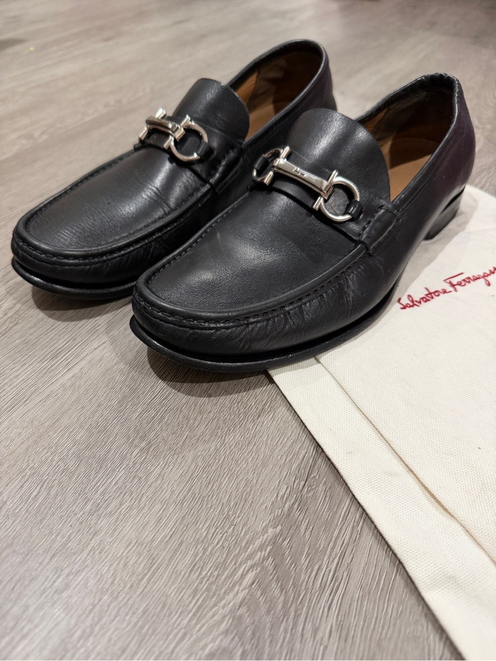 Salvatore Ferragamo Gancini Bit Loafers — Style 76360 (7 1/2 EE)